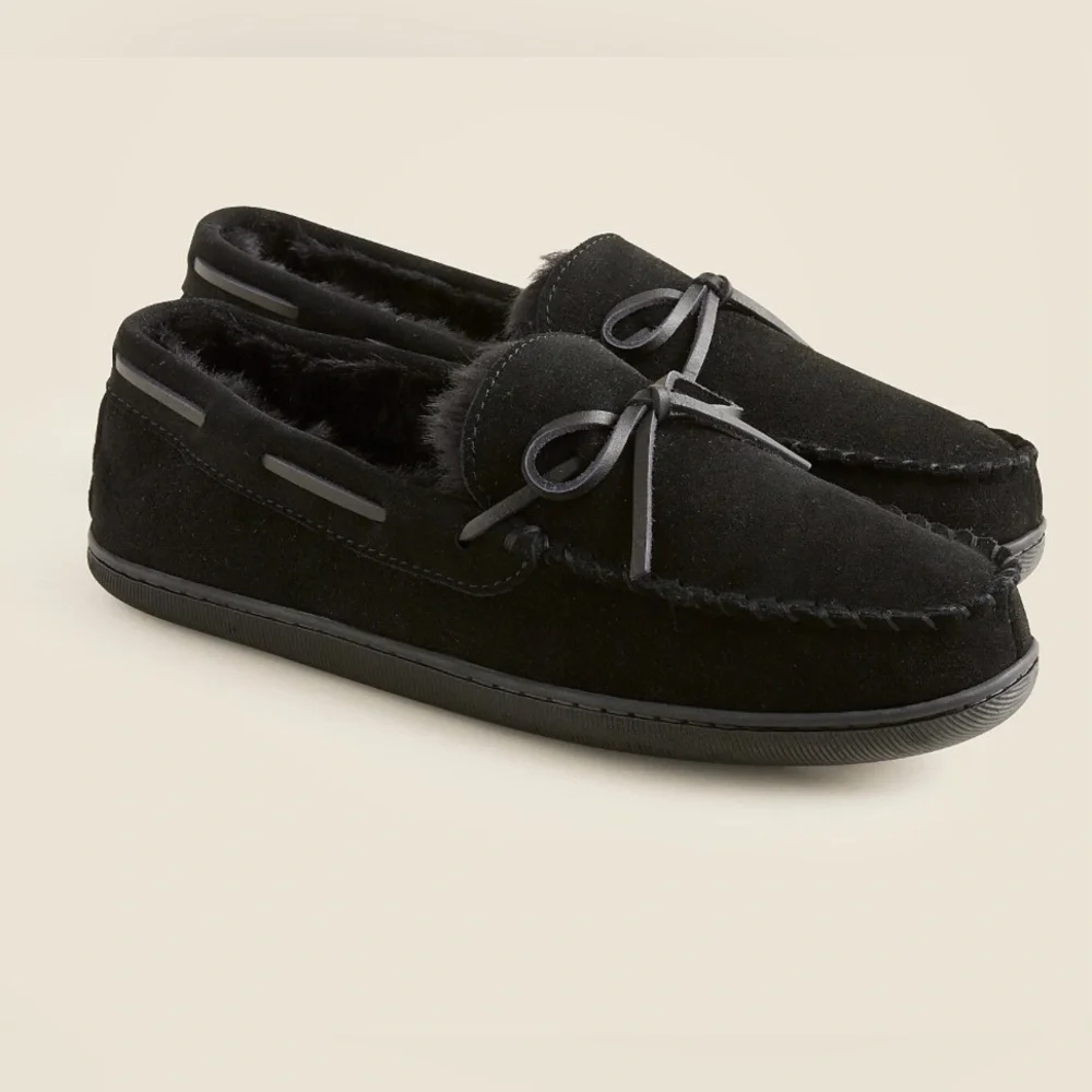 J.Crew Sherpa-lined suede slippers
